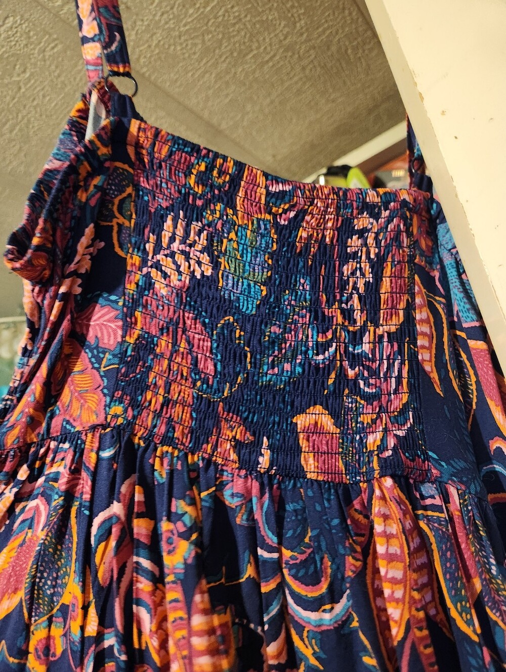 torrid washable challis smocked maxi dress Connie leaves peacoat size 1x NWT - Picture 9 of 13